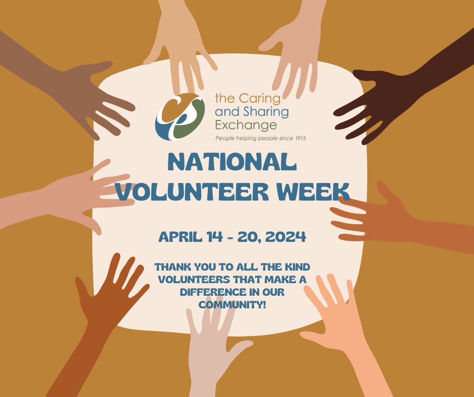 During the past year our volunteers donated an incredible 766 hours to the Caring and Sharing Exchange! It is only because of these amazing individuals that we are able to make such a meaningful impact. THANK YOU!!  #volunteering #NationalVolunteerWeek #EveryMomentMatters