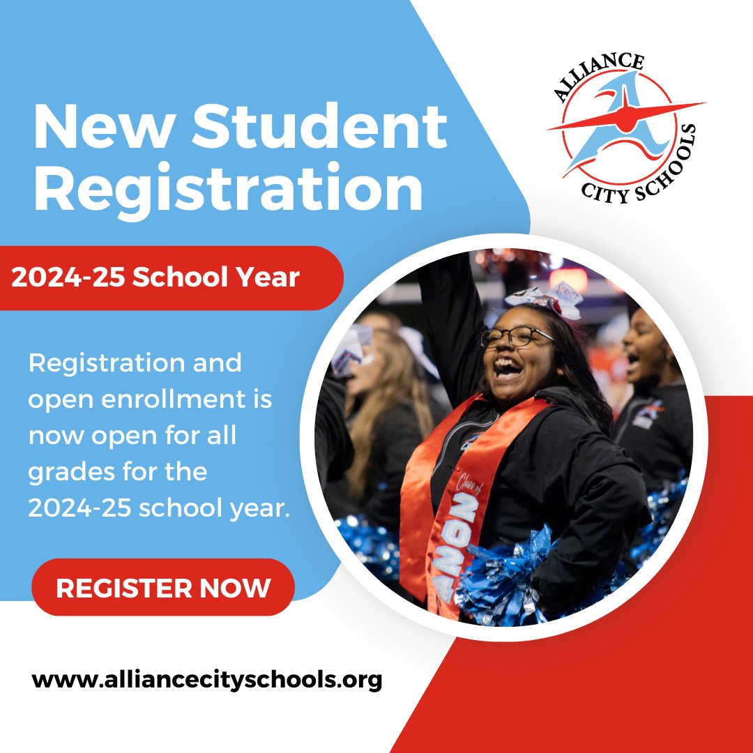 📣 REGISTER NOW 📣

New Student Registration for the 2024-25 school year is now open.

Click here to start the registration process: alliancecityschools.org/page/acs-new-s…

All forms must be fully completed and documents turned in before the student can be registered.

#RepthatA