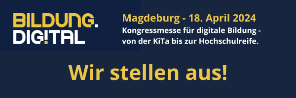 Wir sind diese Woche am 18.04. auf der Bildung.digital in Magdeburg. Kommt in Halle 1 am Stand A15 vorbei. Wir freuen uns! #digitaleBildung