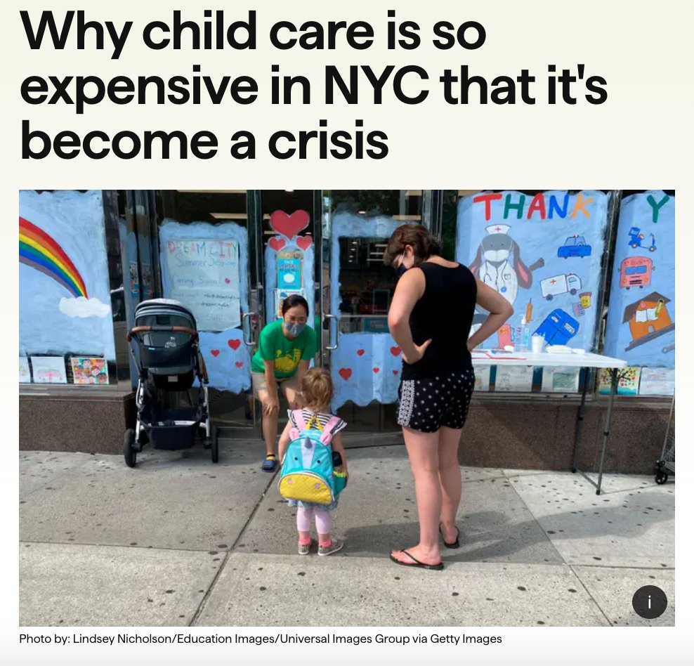 NYWFP's tweet photo. “'Parents can't afford the market rate and providers can't afford to work at market rate. There's this gap that really needs to be filled by public investment.' [...] the long-term fix is to move toward universal child care, which is why fighting to keep 3K expansion is crucial." https://t.co/gbftudCWoz