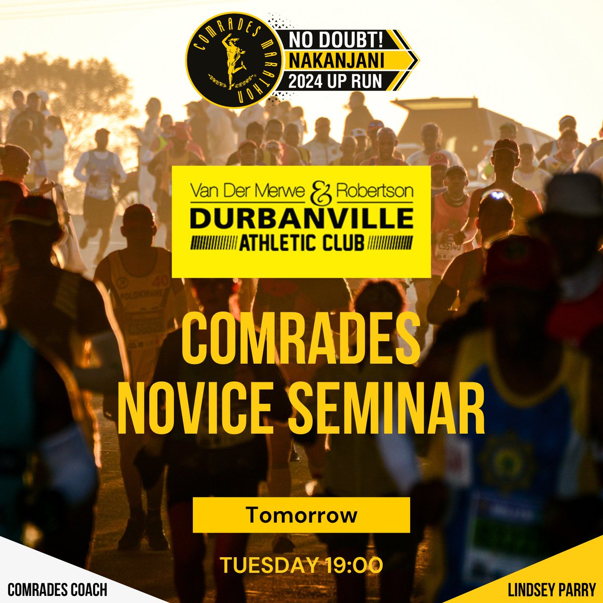 Hello Capetonians! Don’t forget to join us tomorrow for an informative session with the Comrades Coach, Lindsey Parry who will help you prepare for #Comrades2024.