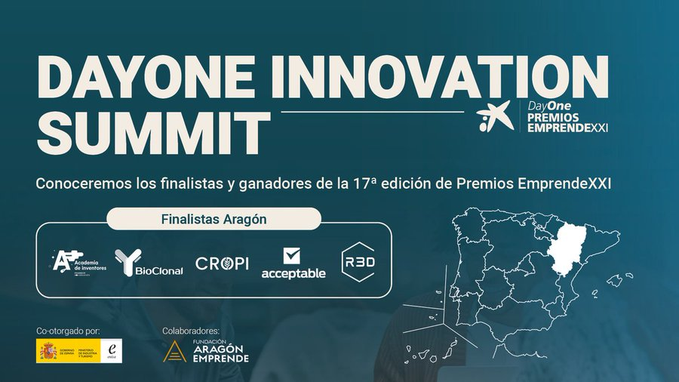 EmprendeXXI_'s tweet photo. 📢 ¡No te lo pierdas! Mañana una de ellas
@AInventores, #Cropi, #BioClonal,@r_3dimension ,@ACCEPTABLE_Esp se convertirá en la ganadora del #PremioEmprendeXXI en #Aragón.
👉¡Te esperamos! https://t.co/lL9NzmmffM https://t.co/WHZnNlMUBI