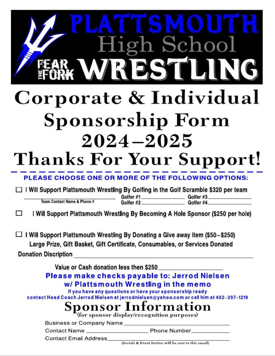 Golf Scramble info and sponsorship form.