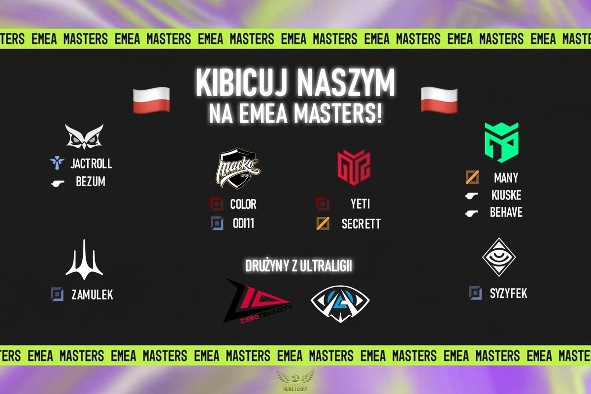 Przed nami pierwszy w tym roku oficjalny turniej międzynarodowy - #EMEAMasters! 🏆 Nie mogło zabraknąć tutaj polskich graczy. Sprawdźcie w jakich drużynach grają Polacy i dopingujcie ich na europejskiej scenie regionalnej! 🇪🇺 #POLSKAGUROM
