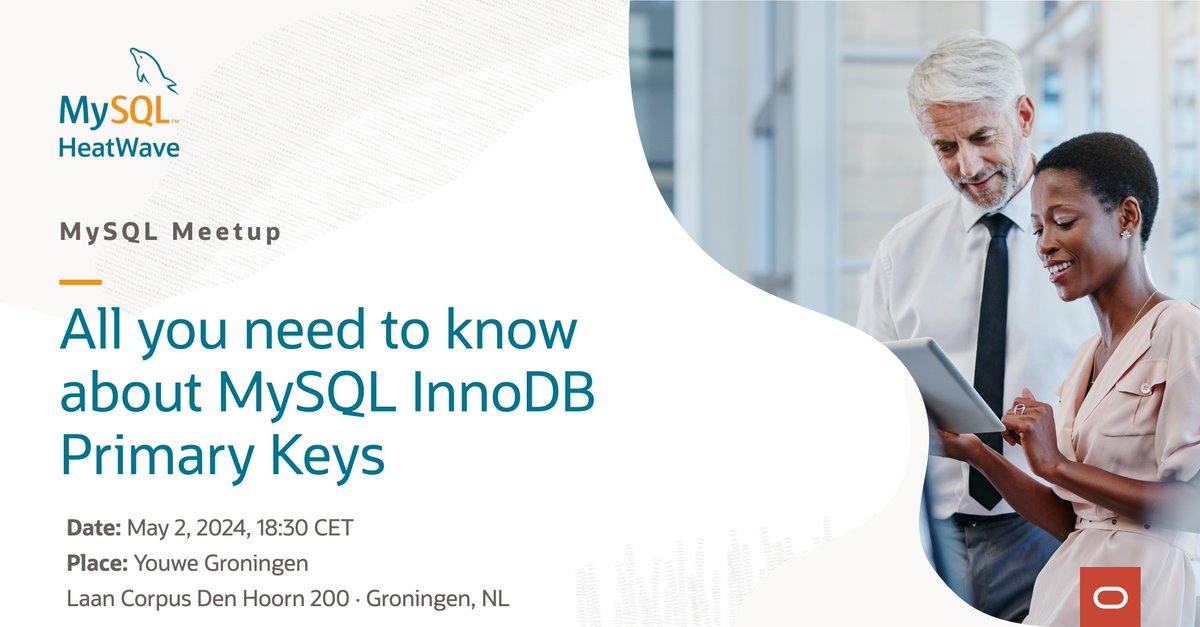 💻 'All you need to know about MySQL InnoDB Primary Keys' by Frederic Descamps (@lefred) ! MySQL meetup on May 2 Groningen, the Netherlands! social.ora.cl/6018wfGdk #MySQLCommunity #MySQL