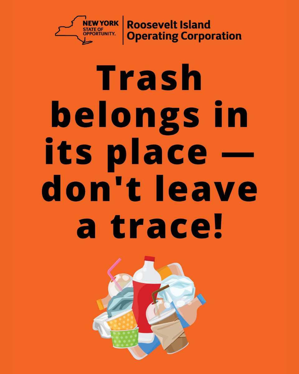 Trash belongs in its place — don’t leave a trace! Keep Roosevelt Island clean and beautiful by disposing of waste responsibly. Together, we can make a difference. 🚮