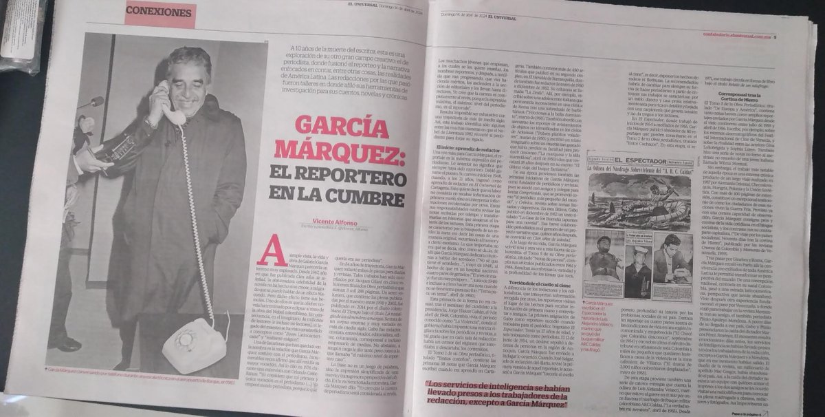 vicente_alfonso's tweet photo. "Mi primera y única vocación es el periodismo", solía decir García Márquez. Tal vocación se nota en casi todo lo que hizo. Sobre eso escribí en el Confabulario, de El Universal. Pasen a leer aquí:  https://t.co/G7uvNFvtAv https://t.co/PxcnWHQz3q