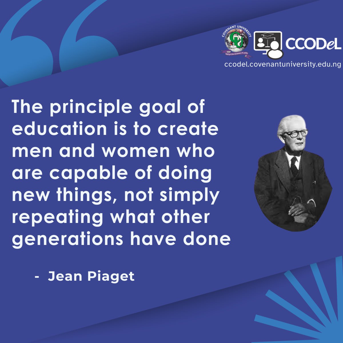 <a href="/cu_ccodel/">CCODeL</a>  is out to empower learners through a robust program, tailored to suit the needs of every participant.
.
.
.
Join this train by visiting our website ccodel.covenantuniversity.edu.ng to be informed on launch dates.
#startwithCCODeL
#education
#distancelearning