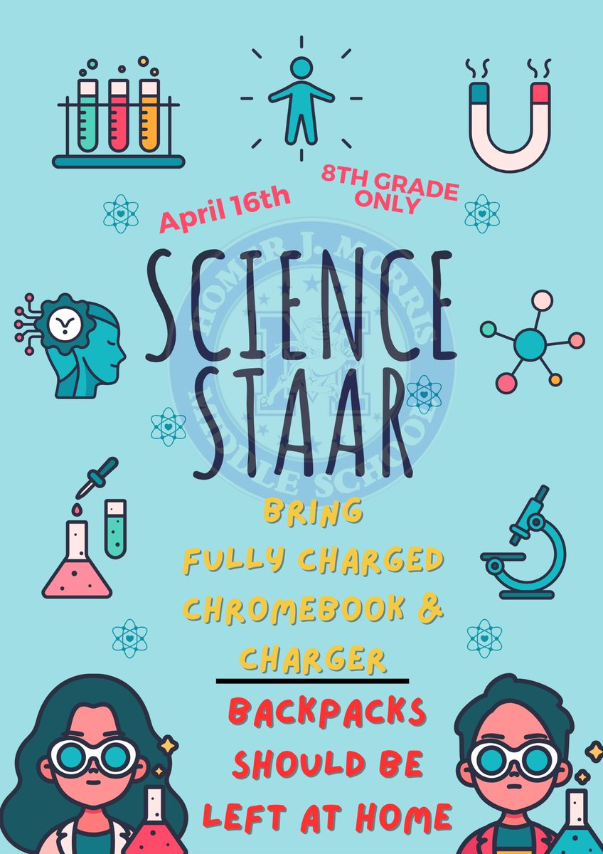 Attention Stallions!!🔔 ‼️ Tomorrow, April 16th, is our 8th Grade Science STARR test! Good luck Stallions!!💙🤍 #morrispride #misd #districtofchampions