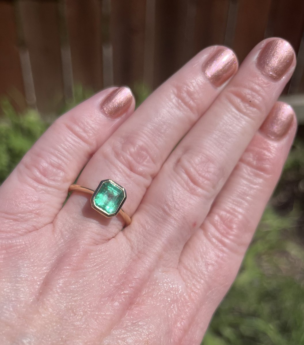 As a survivor of IPV, I know that marriage, as an institution, isn’t always good for women. Still, I’m so excited to be marrying someone silly who loves me and my kid and my dog. He’s incredibly competent, and patient with my ADHD, and he designed this beautiful ring himself. 💚