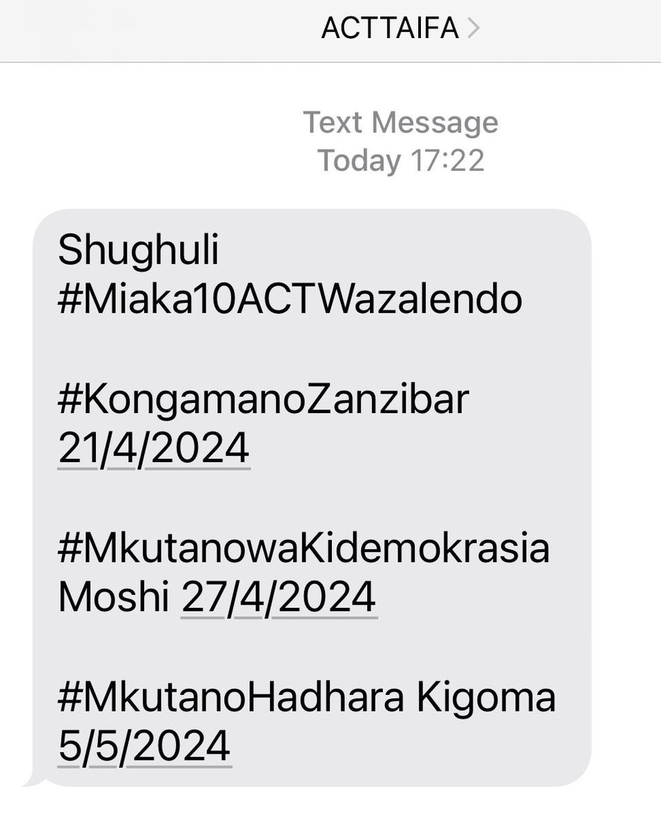 #Miaka10ACTwazalendo 

#MaslahiYaWote #MamlakaKamiliZanzibar 

#TwenzetuMoshi 

#TwenzetuZanzibar.                                  #TwenzetuKilimanjaro.                               #MoyowetuRufiji.                                       #TwenzetuKigoma