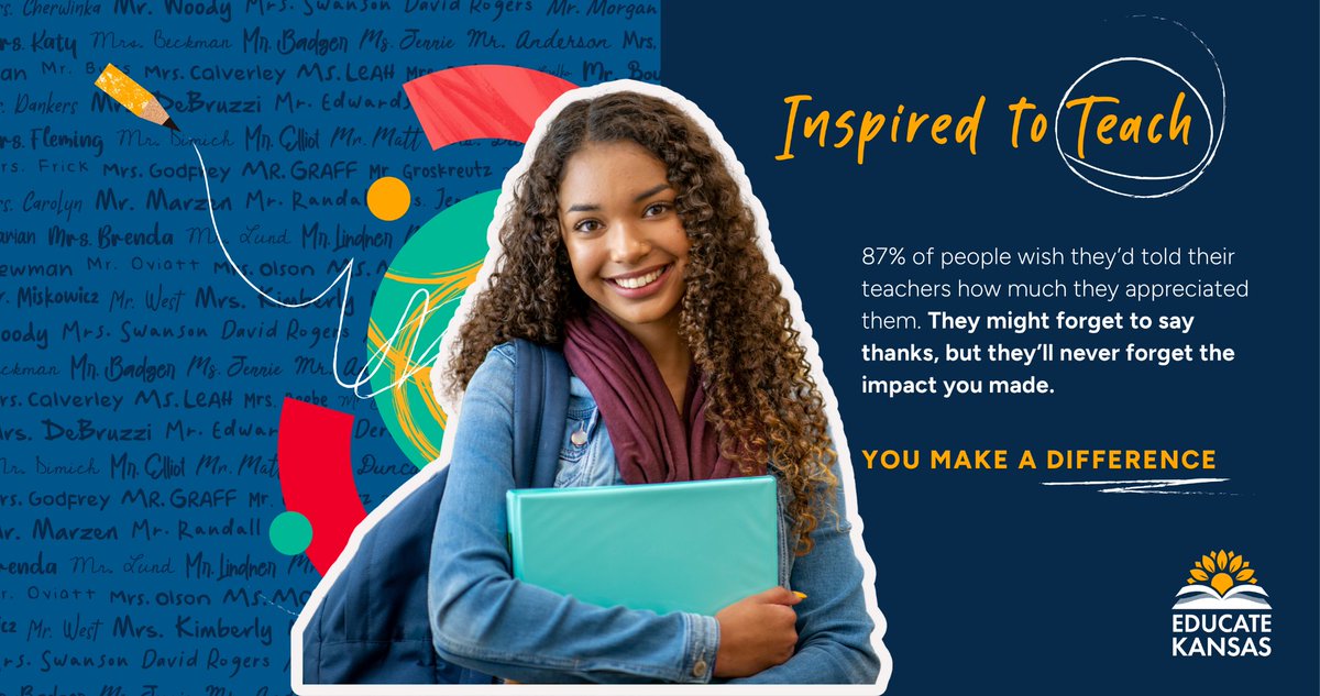 Kansas educators, your efforts are meaningful & affect the lives of students every day! ❤️ Thank you for being an inspiration, a mentor & a role model for our students. We are grateful for everything you do! Thank you for all you do! 🌻 #KSLeaders #Inspired2Teach @EducateKansas