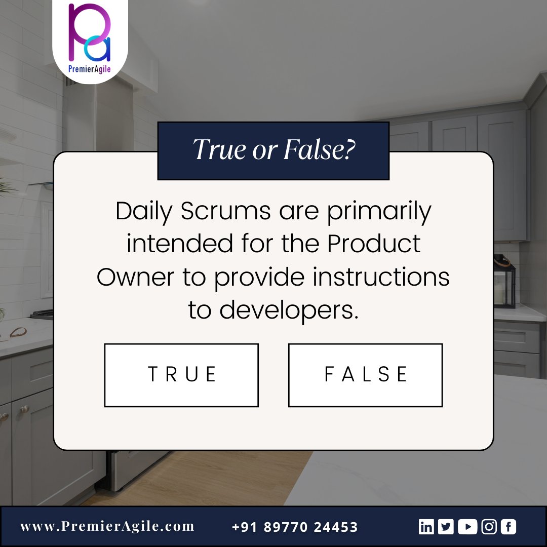 Comment your answer below.

Do follow PremierAgile Consulting for more such interesting discussions.

#productowner #scrummaster #agilescrum #agilemethodology #agile #scrum #certification #scrummastercertification #scrumteam