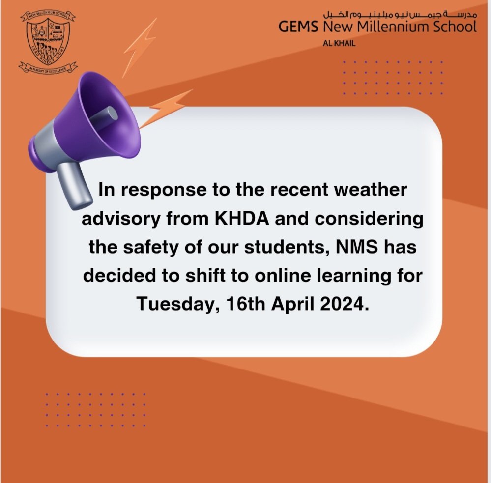 NMS moves to online classes on Tuesday, 16 April 2024.