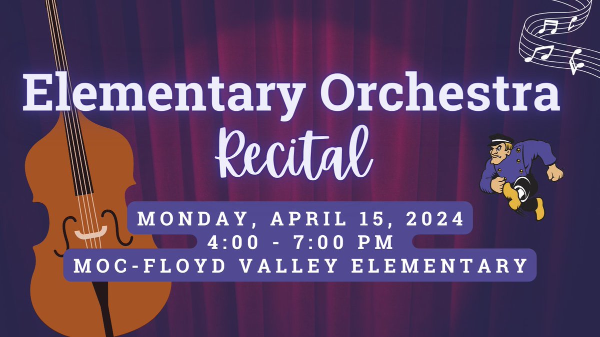 Our Elementary Orchestra Recitals are tonight! Students will be performing from 4:00pm to 7:00pm at MOC-FV Elementary School. Good luck to everyone performing! 🎻🎶#MOCFV