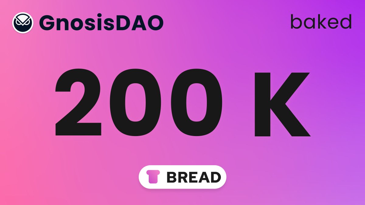 We're very excited to share that this past week @GnosisDAO baked 200k BREAD as a show of support and solidarity for the work we're doing and as a step towards integrating us more into the @gnosischain ecosystem! So what does this mean practically? 🧵