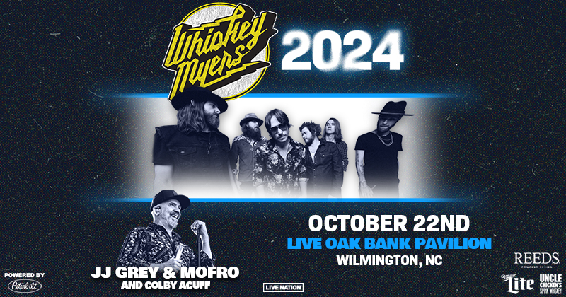 LiveOakBankPav's tweet photo. ⚡JUST ANNOUNCED: @WhiskeyMyers 2024 is coming to @LiveOakBankPav #Wilmington 10/22 with @JJGREYandMOFRO &amp; #ColbyAcuff! ⚡️ Tickets on sale this Friday, 4/19 at 10 am.  
🎟️ For info: https://t.co/D1rPqp2bJc
💍 Part of the Reeds Jewelers Concert Series https://t.co/tsnjLOQMVY