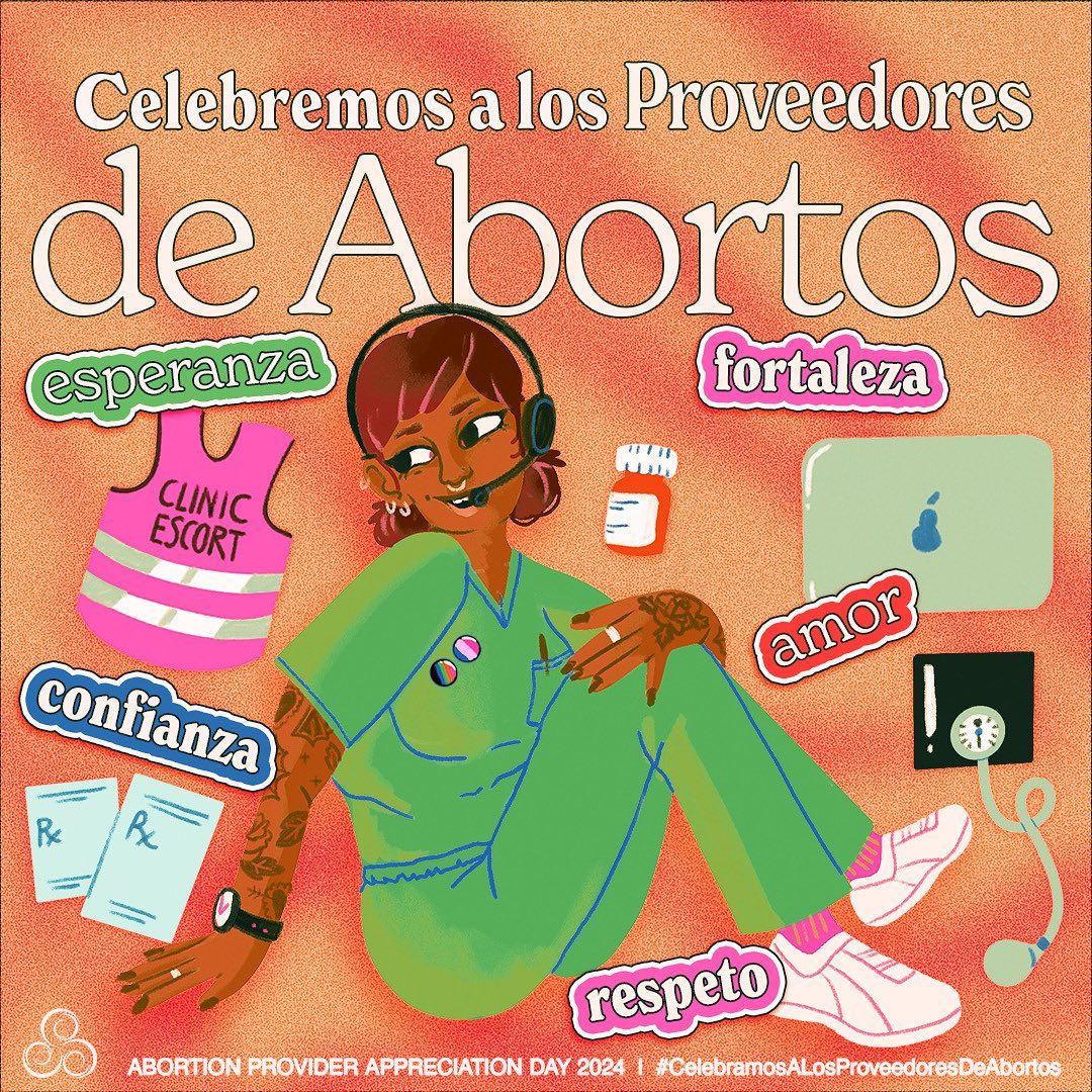 Abortion providers aren't just essential workers—they're critical supporters of women and birthing people. Let's celebrate them. 🎨 by @itsdannifuentes via @access_rj (IG)