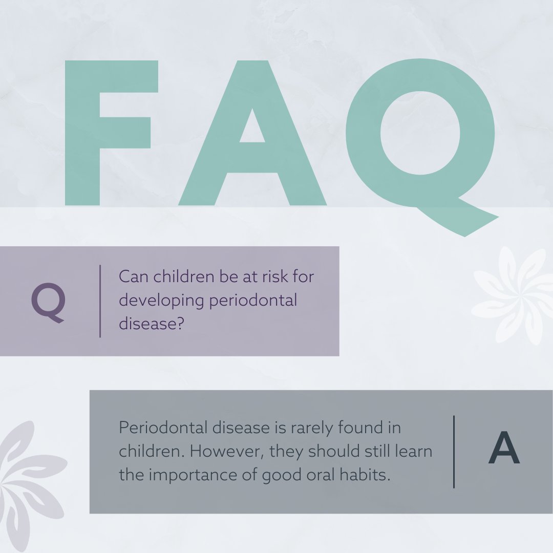 Although it is rare for children to develop periodontal disease, they should still learn the importance and practice good oral habits to prevent possible development in the future. 🦷🪥 👍

#PeriodontalDisease #GumDiseaseAwareness #FAQ