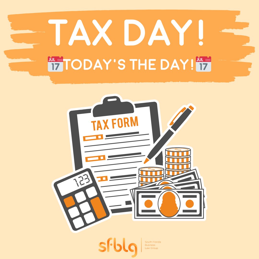 ⏰ Today's the deadline! Don't let tax day slip away. File those returns and breathe a sigh of relief. 💸💼 #TaxDeadline #LastDayToFile #StayCompliant

#sfblg⁠ #SouthFloridaBusinessLawGroup