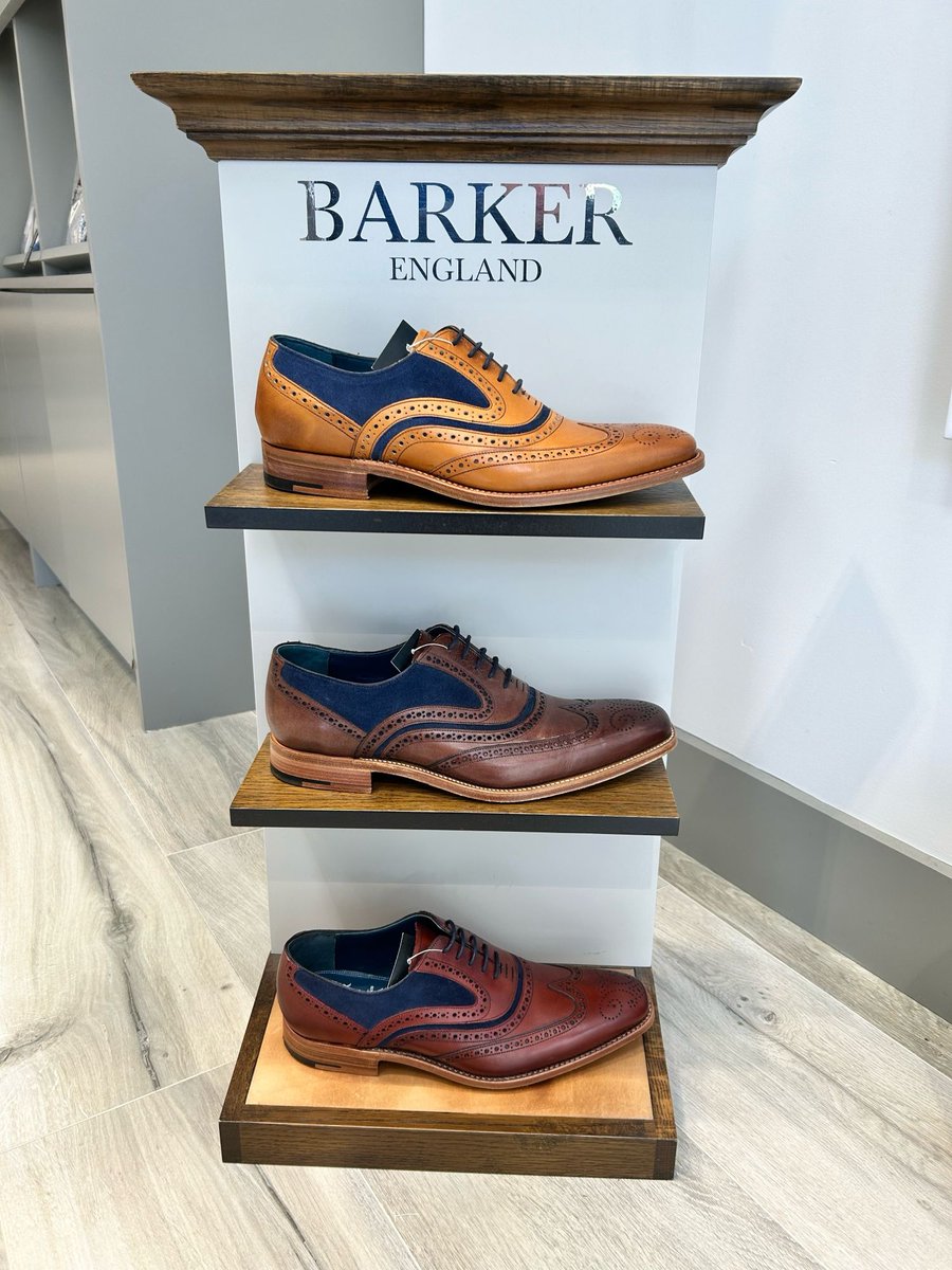 focus_ni's tweet photo. Barker McClean’s 🤩

A modern take on a classic full brogue with suede or lasered paisley pattern inserts. The McClean is a firm favourite among the legions of Barker fans and for ‘Grooms to be’.👞

#barker #mcclean #brogue #style https://t.co/gPGRp7qIrC