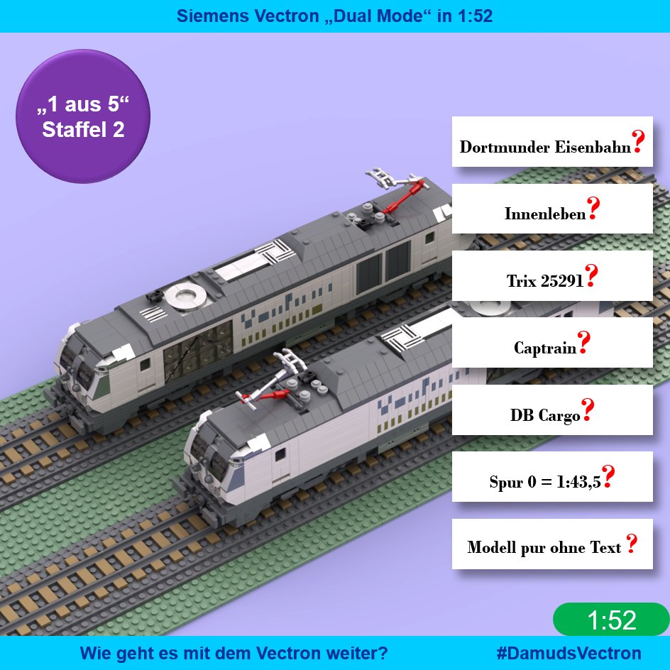 MartyRenger's tweet photo. Legomodell des Siemens Vectron "Dual Mode".
Welcher Vorschlag bekommt zuerst 3 Stimmen?
Gibt es noch andere Vorschläge?
Demnächst beginnt das Casting für Staffel 3.
Habt Ihr dafür Vorschläge?
Alles was ich bisher zum Vectron gepostet habe, findet Ihr unter #DamudsVectron https://t.co/MSllH1IGev