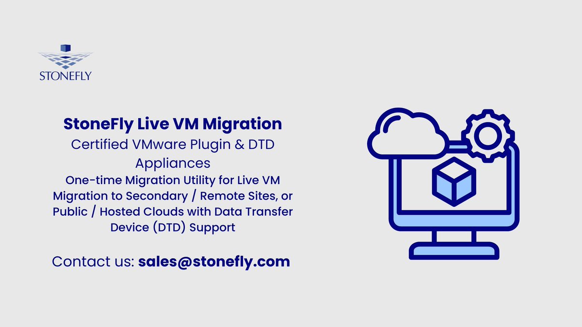 StoneFlyInc's tweet photo. Seamlessly migrate your VMs with #StoneFly's Live VM Migration! Benefit from secure, fault-tolerant, and flexible migration options. Get started today and experience efficient VM migration for your enterprise. Learn more: https://t.co/l4FmoacQKY
#VMMigration #datasecurity https://t.co/BQLSZU0kEo