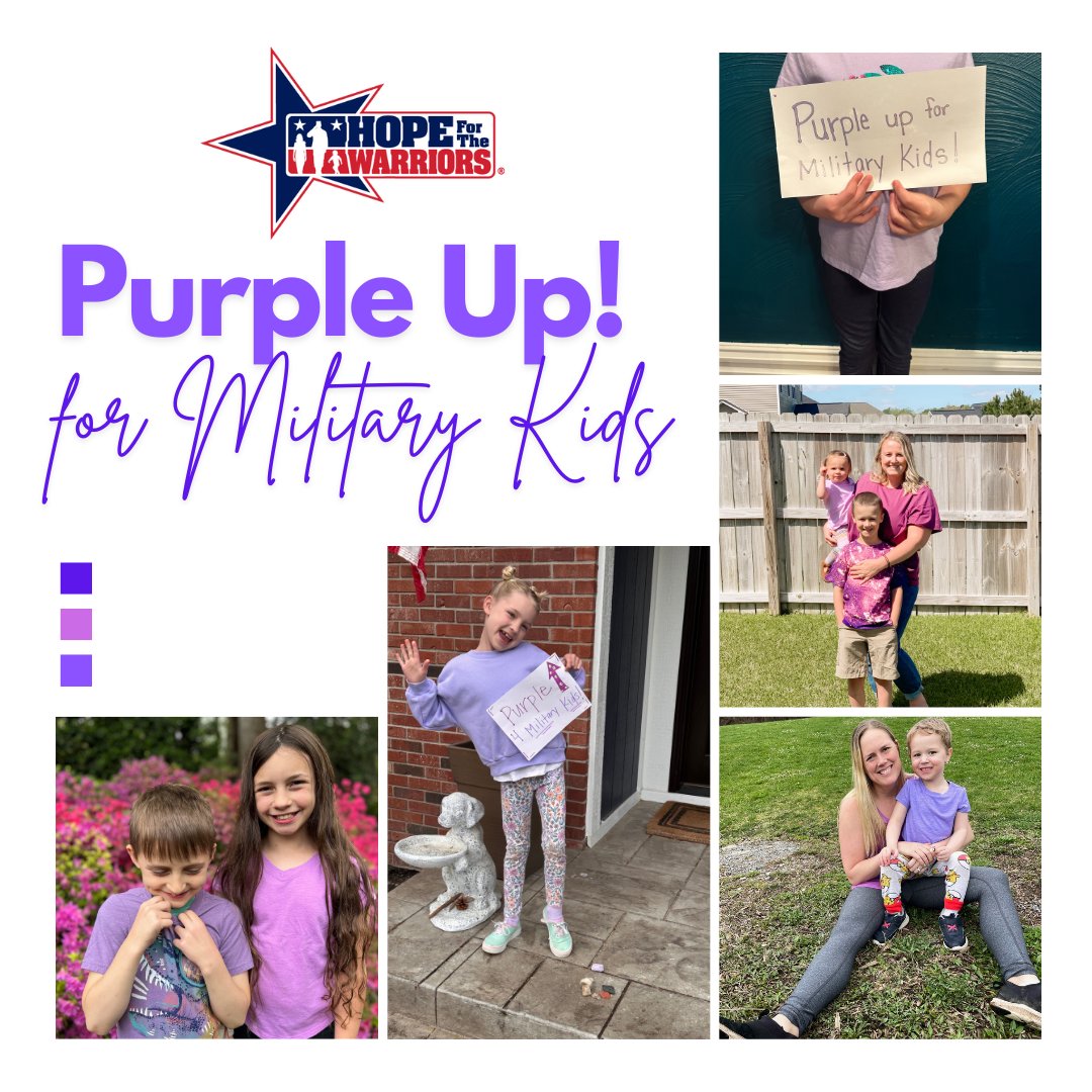 Today, we wear purple to support and celebrate our incredible military children! 💜 ​ Join us in showing support for our youngest warriors by donning purple and tagging us in your #PurpleUpDay posts!