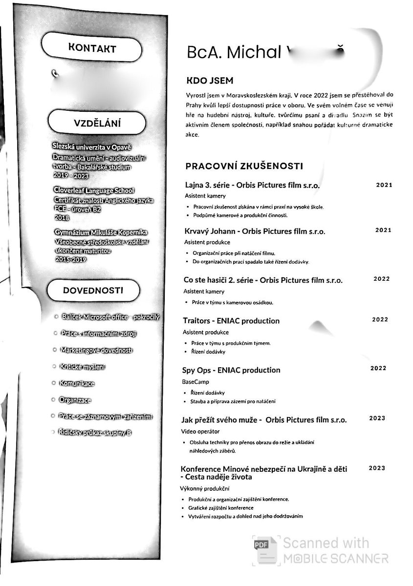 Praho potřebuju pomoc. Teda, náš člen a kamarád Michal. Míša je mladý kluk, který odešel kvůli špatným poměrům z práce a hledá novou. Působil ve filmové produkci, umí taky základy marketingu. Přikládám jeho CV. Za RT díky ❤️