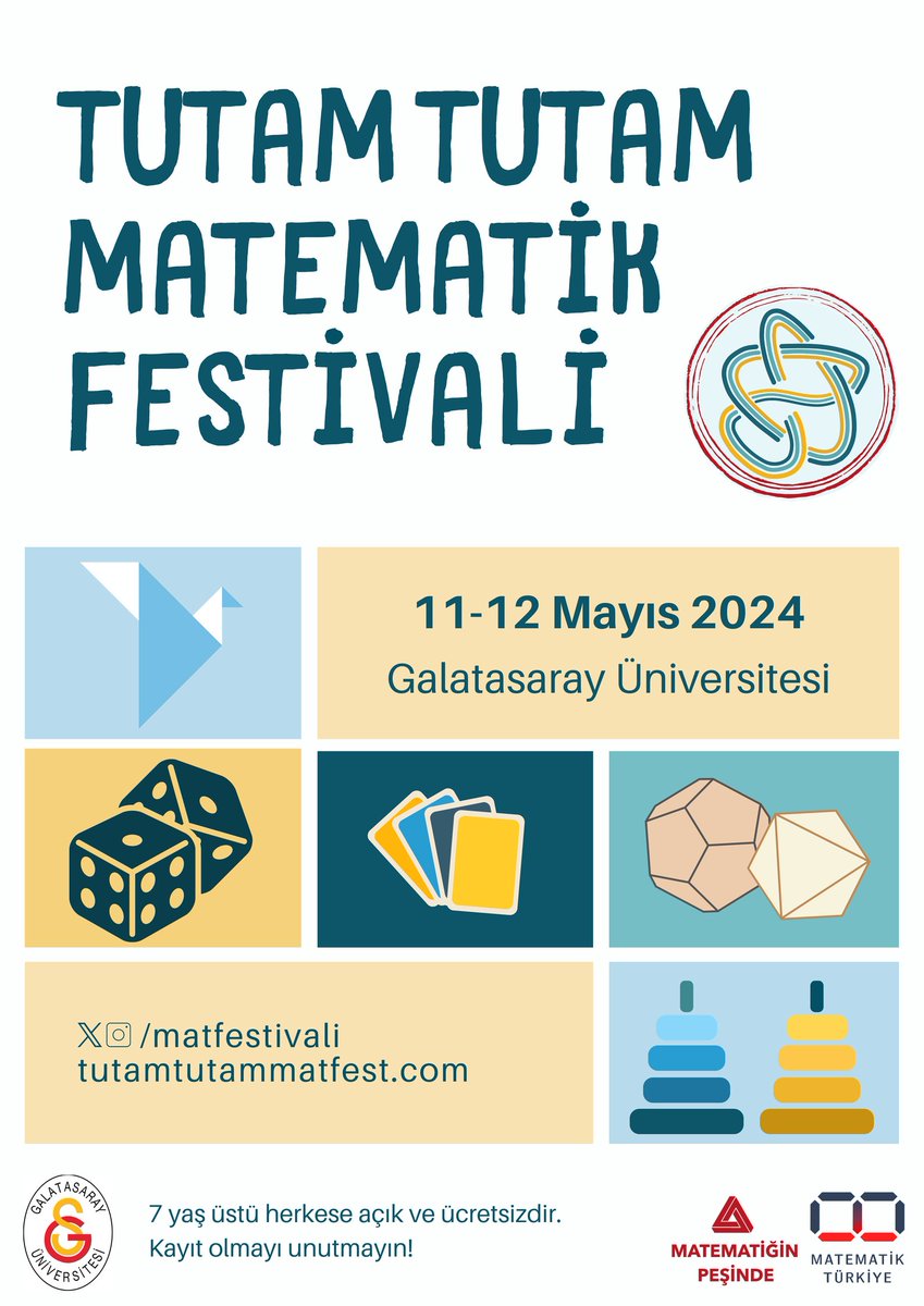 Tutam Tutam Matematik Festivali (@matfestivali) on Twitter photo Beklenen an geldi 🤩 Tutam Tutam Matematik Festivali 2024 kayıtları açıldı 🥳 Etkinliğimiz 7 yaş ve üzeri herkes için uygun ve ücretsizdir. 
Kayıt formuna aşağıdaki linkten ulaşabilirsiniz.👇
tutamtutammatfest.com/kayit-ol/ Beklenen an geldi 🤩 Tutam Tutam Matematik Festivali 2024 kayıtları açıldı 🥳 Etkinliğimiz 7 yaş ve üzeri herkes için uygun ve ücretsizdir. 
Kayıt formuna aşağıdaki linkten ulaşabilirsiniz.👇
tutamtutammatfest.com/kayit-ol/