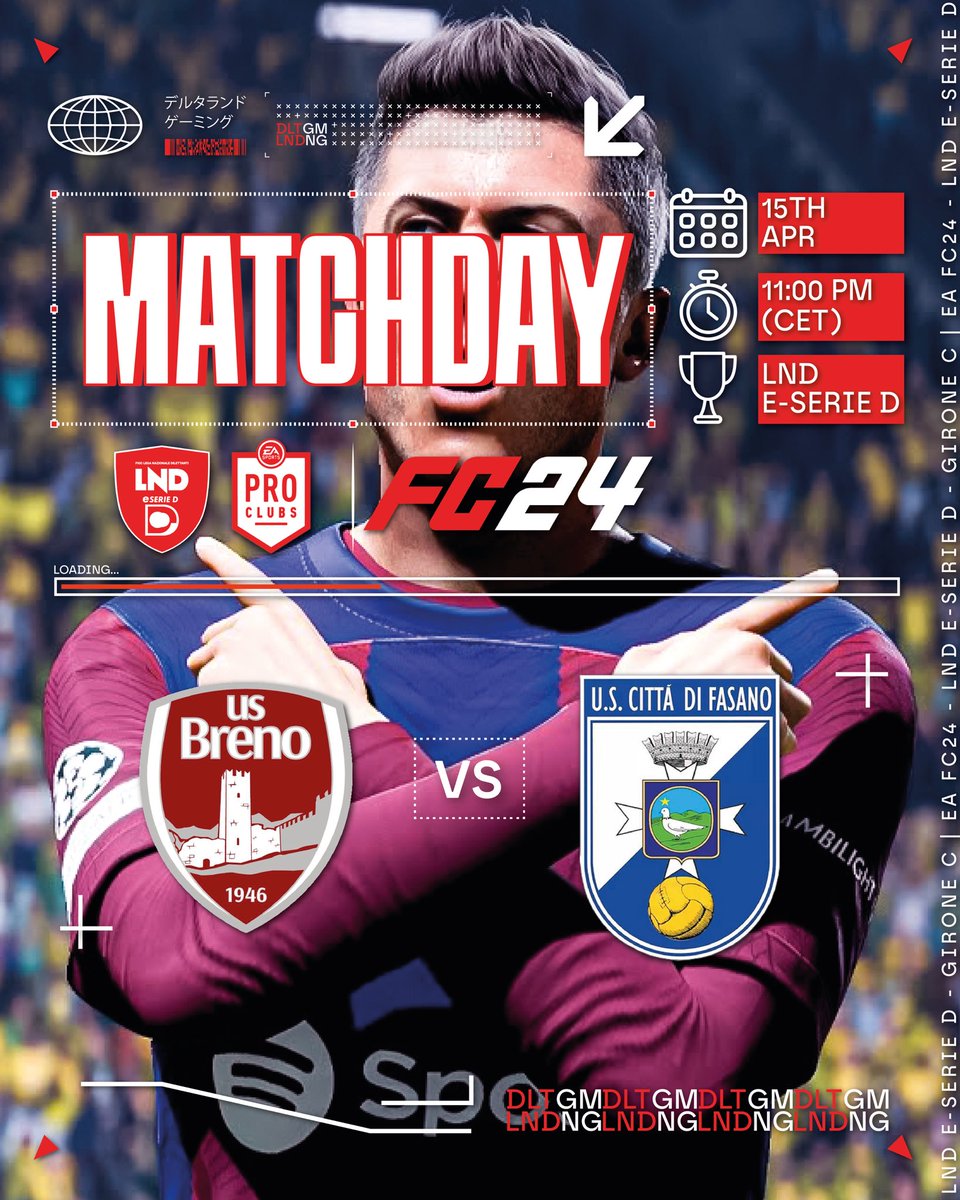 🌟🇮🇹 E-SerieD ⚽️FASE 2 | 3^ Giornata MATCHDAY 🏆 vs U.S. CITTÀ DI FASANO🏆 ⏰ Oggi ore 23:00 - Non Perdertelo! ⏰ DIRETTA twitch.tv/deltalandgaming Forza US Breno !! #ESerieD #football #gaminglife #Gaming #DELTALANDgaming #deltaland #proclub #11vs11 #calcioitaliano