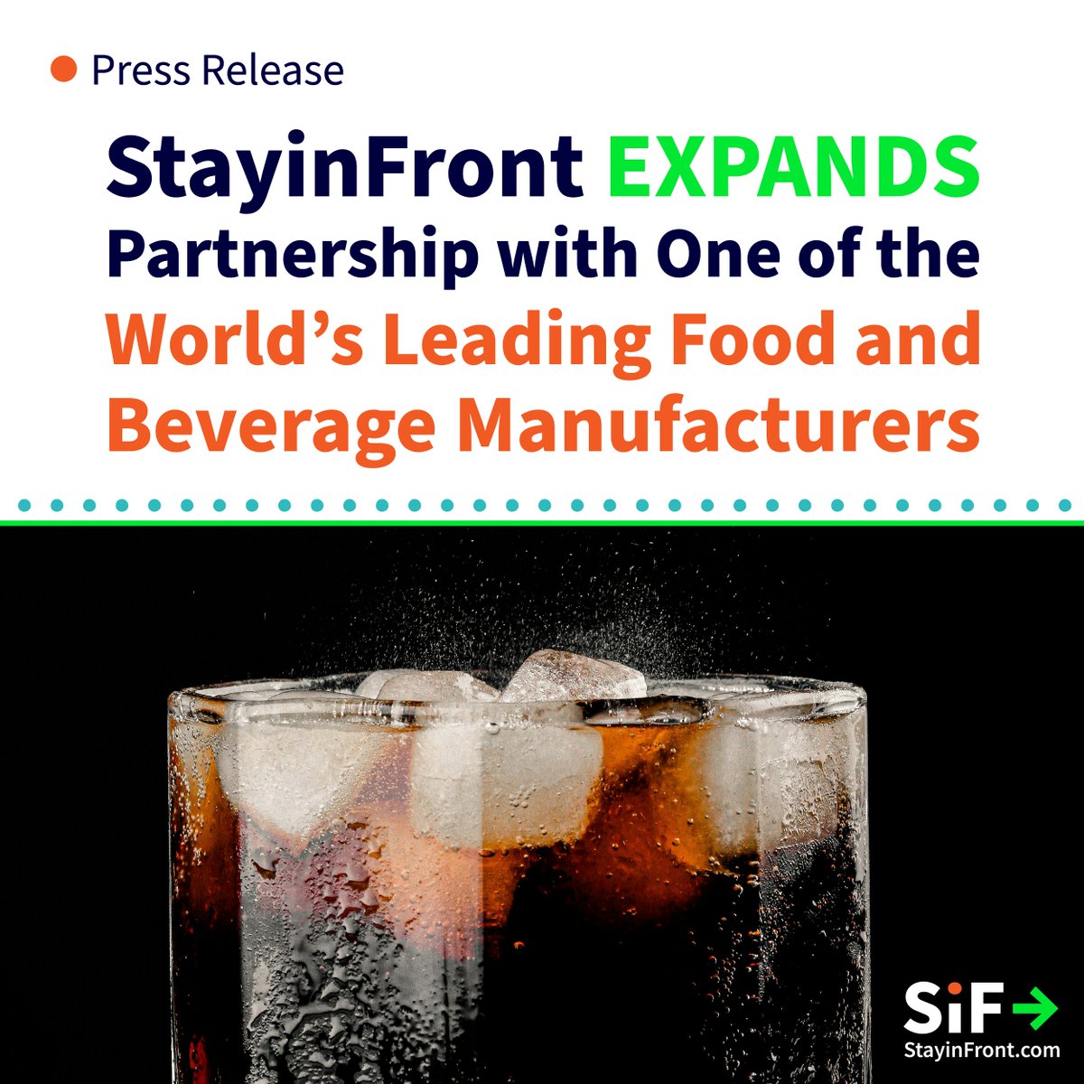 StayinFront expands its partnership in 2024 with one of the world's largest food and beverage manufacturers! Find out more in our latest press release here: ow.ly/9tU650RghBf

#RetailExecution #ConsumerGoods #CG #RetailTech #ROP #RetailOptimization #Beverage #SoftDrink