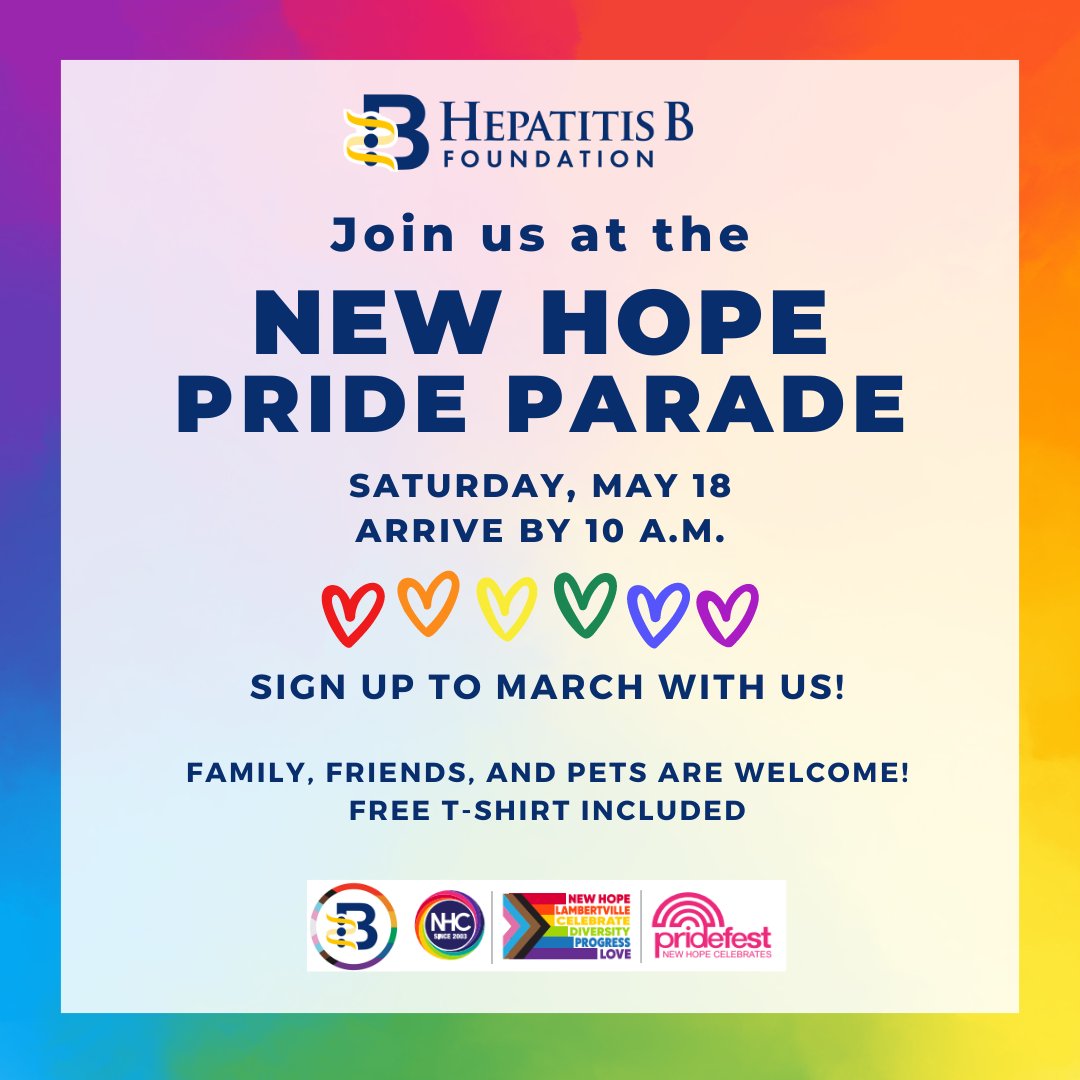 Join us on May 18 at the New Hope Pride Parade! Rain or shine, we'll be marching together, celebrating love and unity. To show our appreciation, every participant will receive a free T-shirt to commemorate this special event. Sign up here: surveymonkey.com/r/HBFPride2024