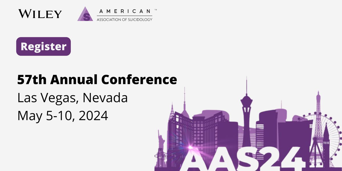 The @AASuicidology 57th Annual Conference in Las Vegas, Nevada is coming up fast. Join the largest annual gathering of the #sucidology community. Don't miss out! #AAS24 #AASMakeAnImpact Register now 🔗 ow.ly/aIXS50Rc3Cy