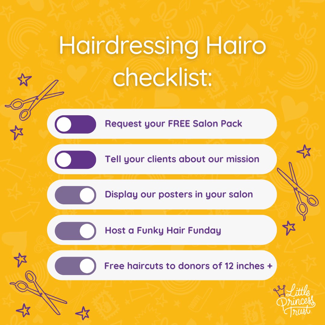 Hairdressers, barbers, and stylists: How many things can you check off our Hairdressing Hairo checklist? ✅ Requesting your FREE Salon Pack is the quickest and easiest way to do something amazing for LPT! Click here to get involved 💜 👉 ow.ly/lN7950Rcj93