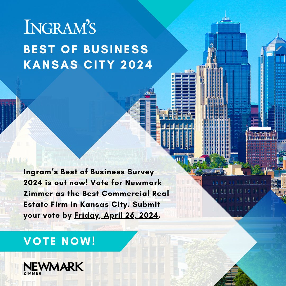 Newmark_KC's tweet photo. Calling all Kansas City residents and business proprietors! Newmark Zimmer is running for Ingram's Best of Business 2024 for the Best Commercial Real Estate Firm in Kansas City!

Follow the link below to vote by April 26th. We appreciate your support!

https://t.co/yWPHL0rurN https://t.co/S7EYAtkwm9