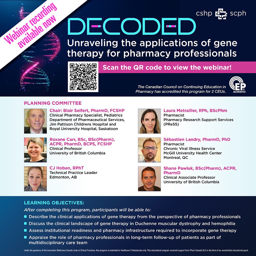 Did you miss the DECODED webinar? Click here to view the webinar and gain valuable insights into the use of gene therapy from the perspective of pharmacy professionals!➡️bit.ly/3vQOf7U ️