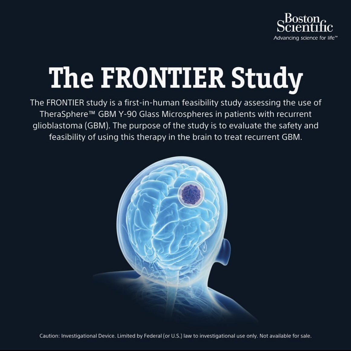 Proud to share @johnboockvar, @yafellserulle, and @Weinjc have begun enrolling patients in @bsc_io ’s #FRONTIERstudy assessing the use of TheraSphere GBM Y-90 Glass Microsoheres in patients with recurrent #glioblastoma. 🔬🧠

Click the link to learn more: bostonscientific.com/en-US/medical-…