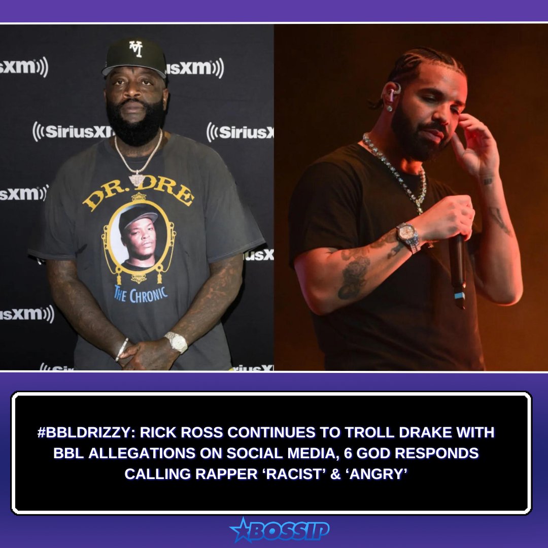 #BBLDrizzy: Rick Ross Continues To Troll Drake With BBL Allegations On Social Media, 6 God Responds Calling Rapper ‘Racist’ & ‘Angry’ bit.ly/3VWO4Ti 📸: Prince Williams/Jason Koerner/ Getty / Prince Williams/Jason Koerner/ Getty