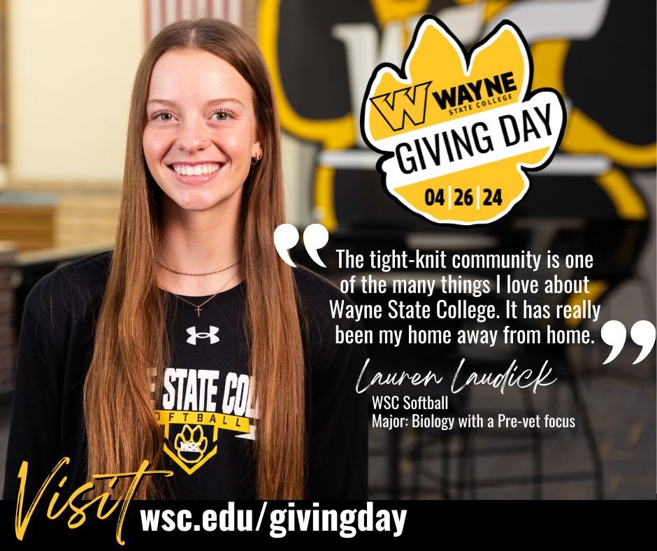 On April 26th, let's come together and support Wayne State College. All gifts, big or small, make a difference! wsc.edu/givingday