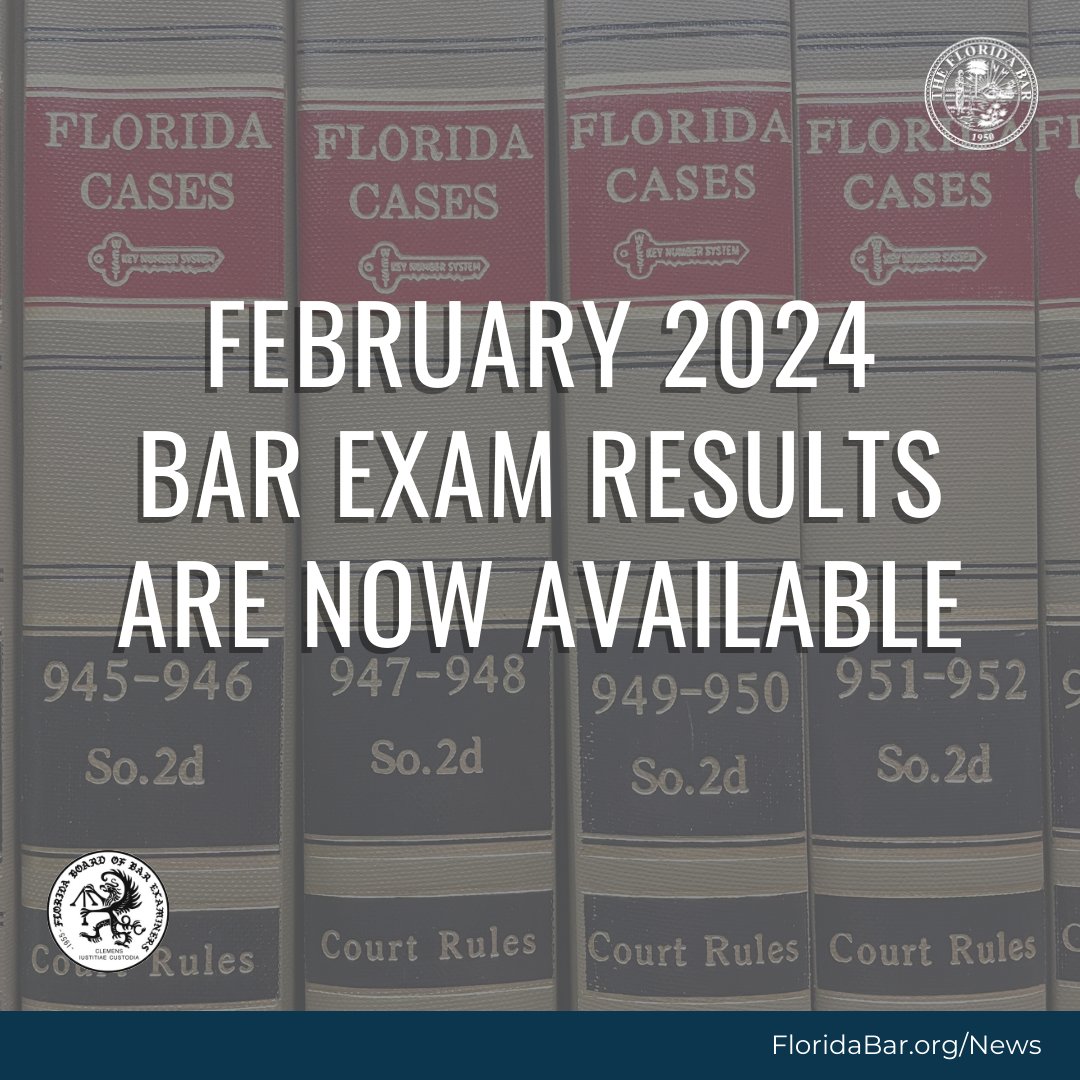 It's official! Congratulations to ALL the exam-takers! In February, 593 first-time applicants took the full Bar exam. Of those 593, 334 passed, representing a 56.3% passage rate for those test takers. In total, the court approved 539 candidates for admission to The Florida Bar.…