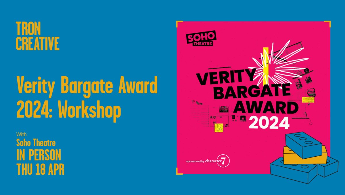 ❗ LAST MINUTE AVAILABILITY ❗ A space has just opened up for @sohotheatre workshop on Thu 18 April. Suitable for playwrights who are considering submitting for the Verity Bargate Award 2024. BOOK HERE: tron.co.uk/whats-on#tab_b…