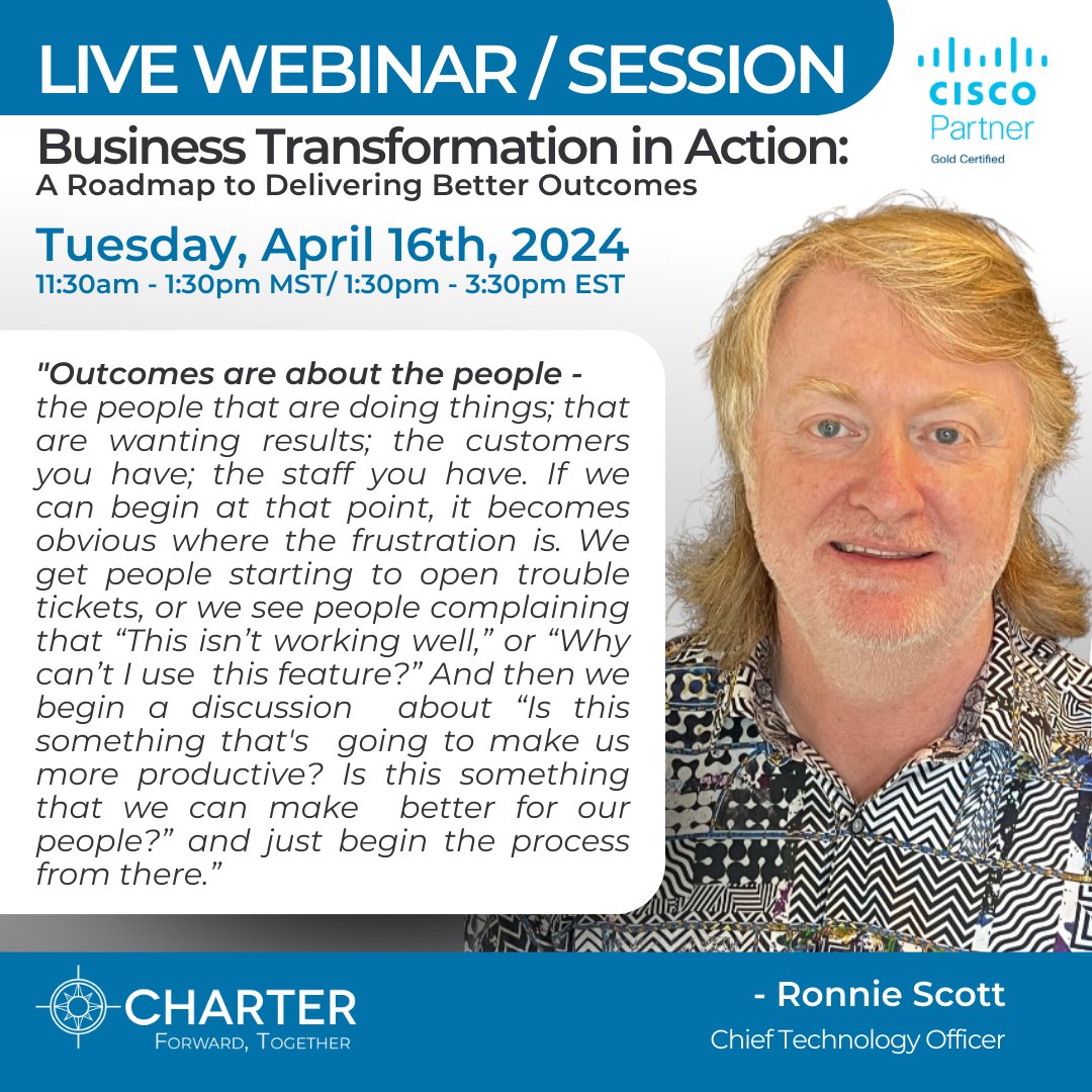 WEBINAR/ SEMINAR ALERT! Tomorrow, join Charter’s CTO, Ronnie Scott, for our session on sustainability, Business Transformation in Action from 11:30am - 1:30pm MST. #technology #LunchAndLearn REGISTER - mailchi.mp/5593216a7567/0…