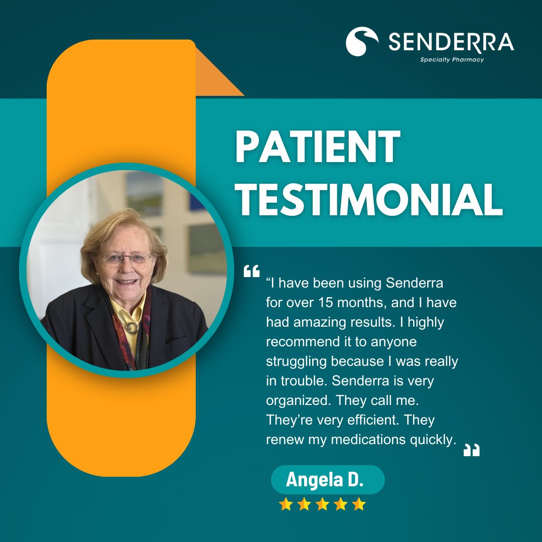 Meet Angela, one of our valued patients, who shares her transformative journey with Senderra. If you have an experience with Senderra that you'd like to share, contact us at Senderra.Communications@senderrarx.com!

#senderra #specialtypharmacy #patienttestimonial