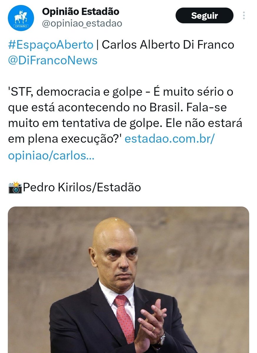 Corre aqui, Moraes. O Estadão quer saber se o verdadeiro golpe não está em plena execução? 😳😳😳😳