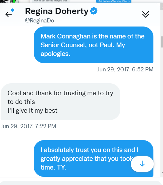In 2017, I met with Regina Doherty in the Pilo Hotel in Ashbourne where I blew the whistle on massive bogus self employment facilitated by the Dept Social Protection all the way to the very top.

Regina promised she was trustworthy, she wasn't ....