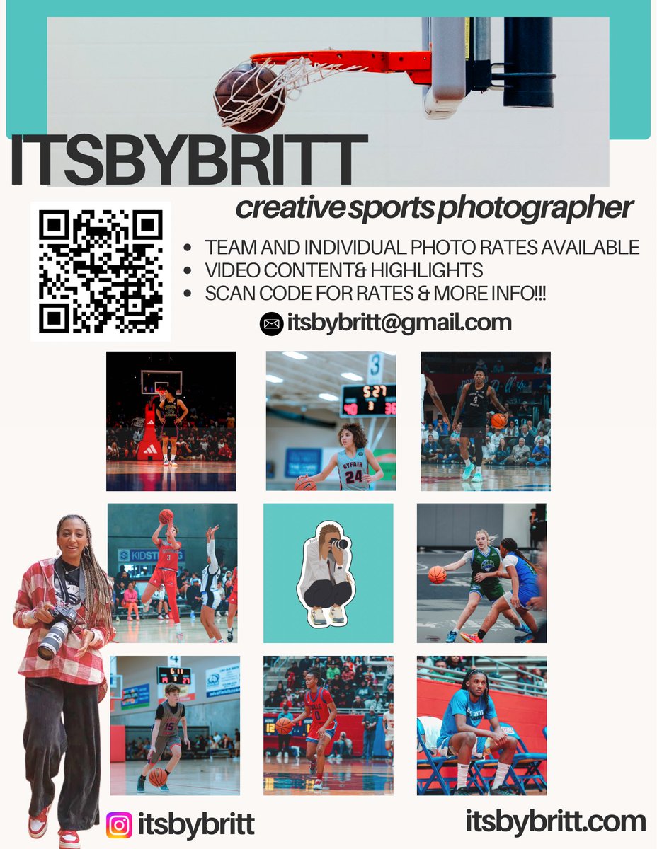 I’m working independently this summer!!! I’m open and available for all events boys and girls 🏀📸🙌. ⭐️Still a few more spots open for Heart of TX (April 19-21). ➡️ More info bit.ly/bookitsbybritt