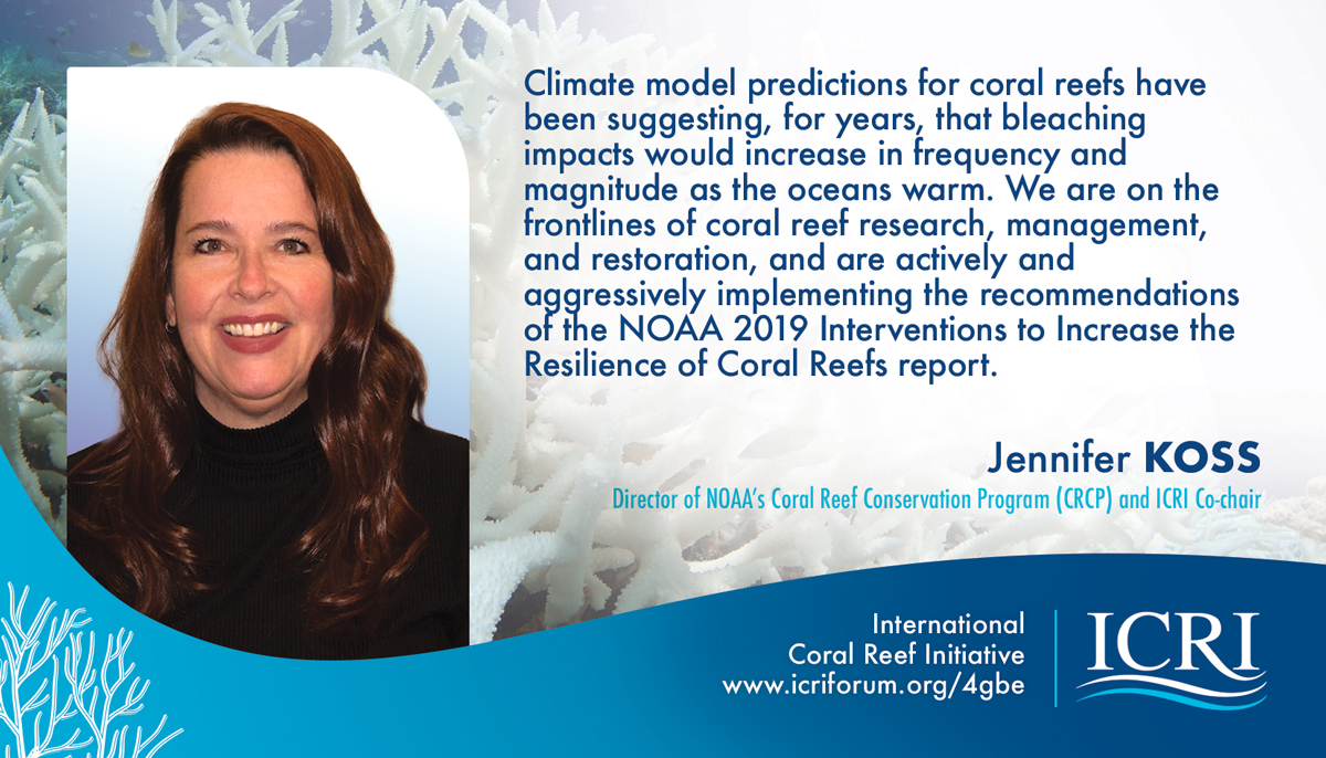 We are at the forefront of implementing interventions to increase the resilience of coral reefs 🪸 explains Jennifer Koss, Director of @NOAA Coral Reef Conservation Program and ICRI Co-chair #4GBE