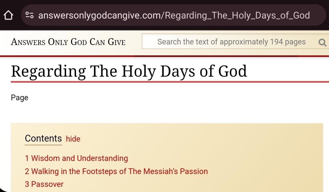 ✨️ ANSWERS ONLY GOD CAN GIVE:
- Regarding The Holy Days of God: answersonlygodcangive.com/Regarding_The_…

#HolyDays #FeastsofTheLord #passover #unleavenedbread #FeastOfUnleavenedBread #firstfruits #pentecost #TheFeastOfTrumpets #TheDayofAtonement #thefeastoftabernacles #TheLastGreatDay