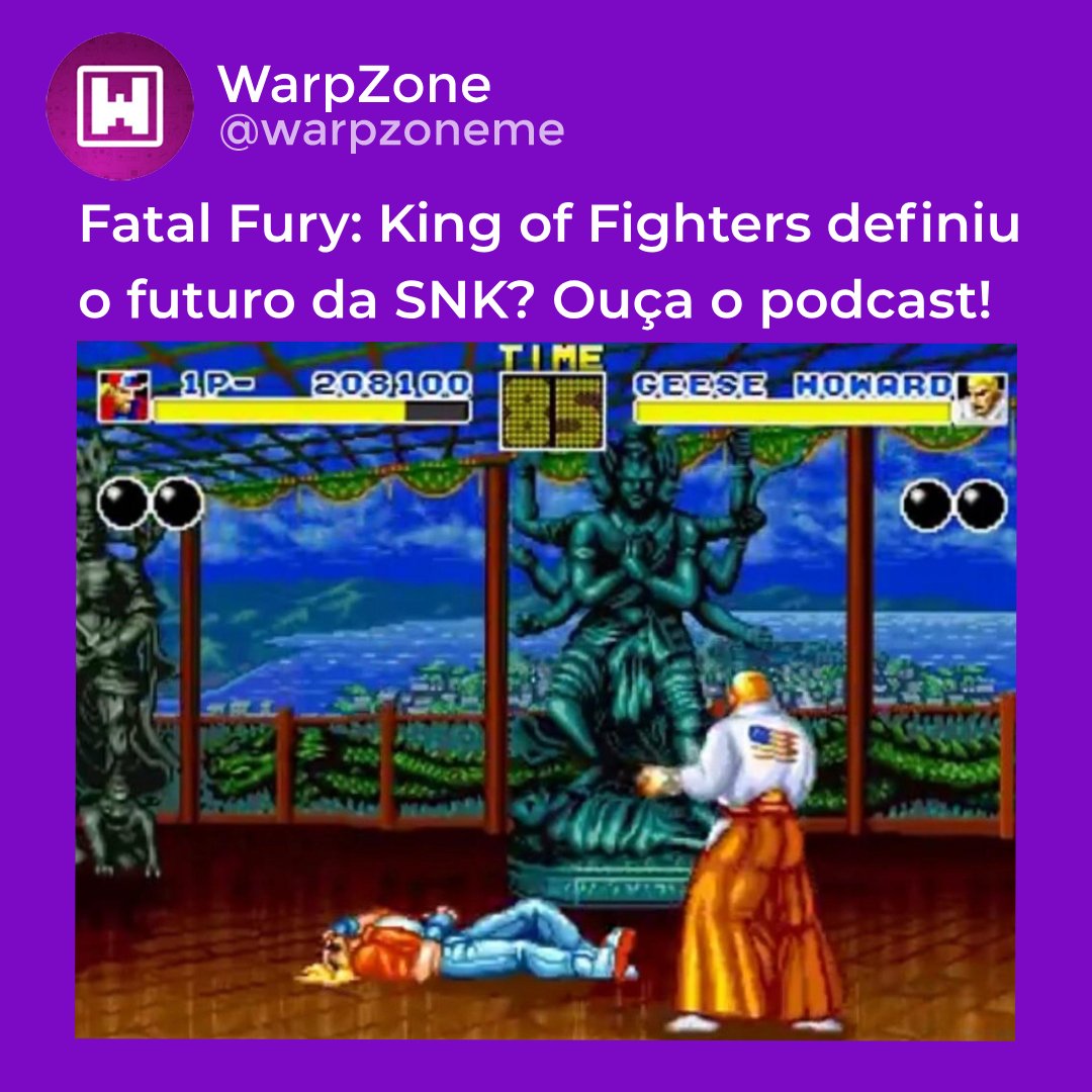 WarpCast 239 - Fatal Fury bit.ly/warpcast239 Neste episódio falamos sobre as principais notícias da semana e relembramos o primeiro jogo da série Fatal Fury. Episódio com @sidaonarua, @rainyneptune e @Mano_Beto_18